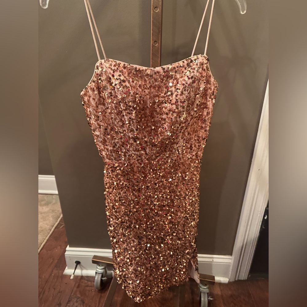 Glamorous Sequin Dress in champagne